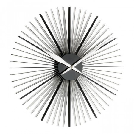 Ceas de perete analog XXL, colorat, creat de designer, model DAISY, negru/transparent, TFA 60.3023.01 - Img 1