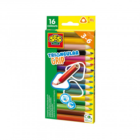 Creioane colorate triunghiulare XL - 16 bucati - Img 1