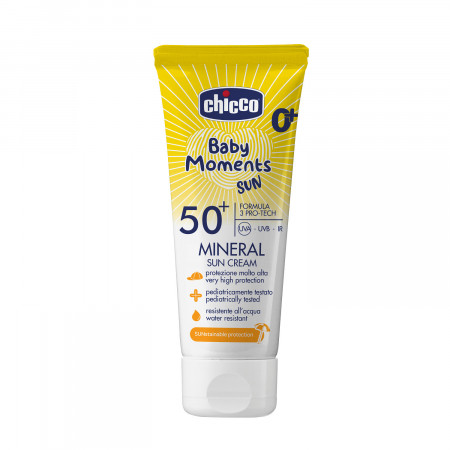 Crema protectie solara Chicco Baby Moments SPF 50+, 75ml, 0luni+