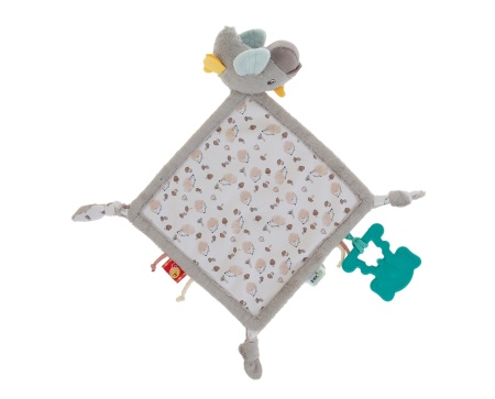 Jucarie dentitie cu paturica pathwork Bird, BabyJem, gri