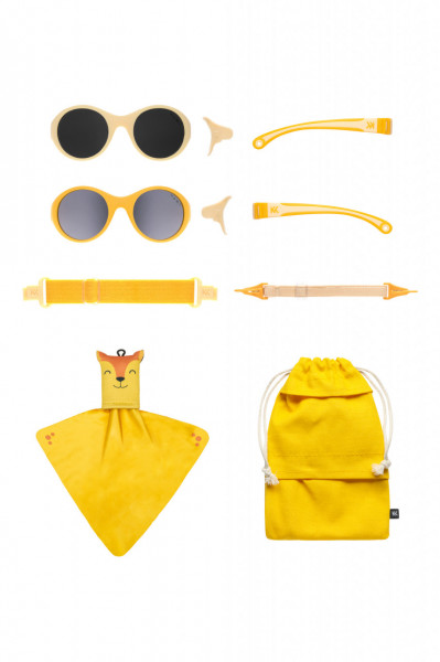 Ochelari de soare pentru copii MOKKI Click &amp; Change, protectie UV, galben, 0-2 ani, set 2 perechi