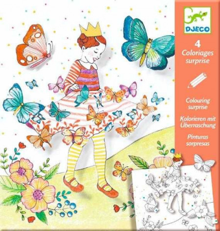 Planse de desenat cu surprize Djeco, Lady butterfly