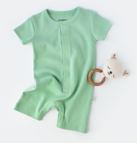 Salopeta cu pantaloni scurti - 100% bumbac organic - Mint, BabyCosy