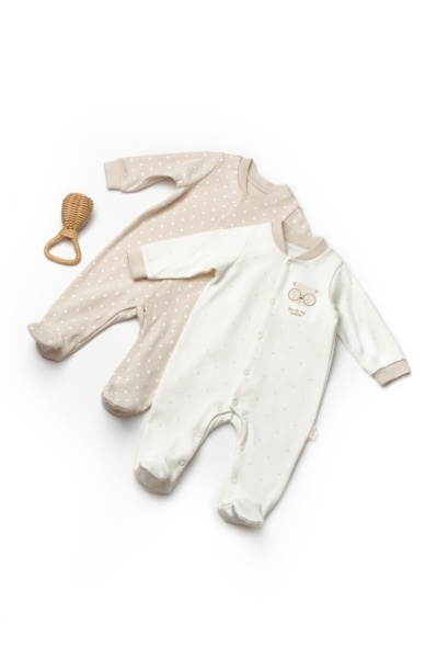 Set 2 salopete TeddyBear, 100%bumbac organic, BabyCosy