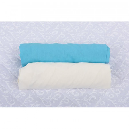 BabyNeeds - Set 2 cearceafuri cu elastic 120x60 cm, Bleu+Crem