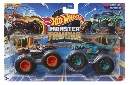 HOT WHEELS MONSTER TRUCK SET 2 MASINI TIGER SHARK SI MEGA WREX SCARA 1 LA 64