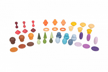 Set de 42 forme din lemn colorate pentru activitati educative Comorile Padurii
