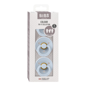 BIBS - Set 3 suzete Colour Latex, tetina rotunda, simetrica & anatomica 0 luni +-Baby Blue - Img 2