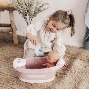 Cadita pentru papusa Smoby Baby Nurse Baleno Bath roz cu accesorii - Img 6