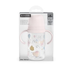 Cana cu muștiuc din silicon, 270 ml, Bears, roz, Suavinex - Img 3
