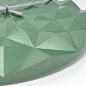 Ceas geometric de precizie, analog, de perete, creat de designer, model DIAMOND, verde metalic, TFA 60.3063.04 - Img 2