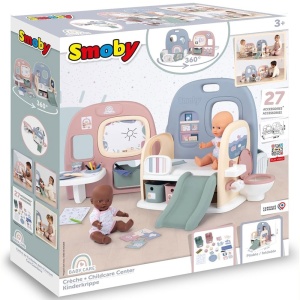 Centru de ingrijire pentru papusi Smoby Baby Care Childcare Center albastru roz cu accesorii - Img 10