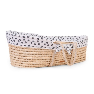 Cos bebe Childhome Moise din coji de porumb cu saltea, Husa Jerse Leopard - Img 2