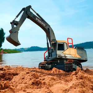 Excavator Dickie Toys Volvo Mining Excavator 60 cm cu telecomanda, lumini si sunete gri - Img 5