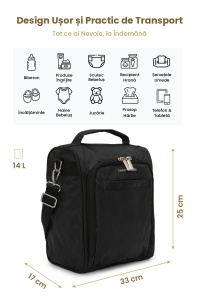 Geantă pentru scutece și accesorii bebe, SnapPack, Carry Bliss, negru - Img 9