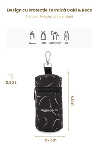 Geanta termoizolanta pentru biberon si lapte matern MilkMate, Carry Bliss, wave negru - Img 6