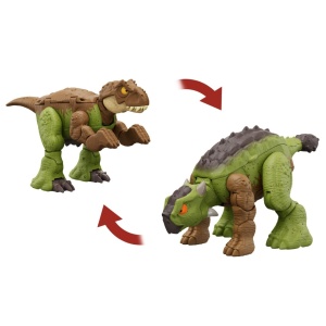 JURASSIC WORLD FIERCE CHANGERS DOUBLE DANGER DINOZAUR TRANSFORMABIL TYRANNOSAURUS REX SI ANKYLOSAURUS MARO - Img 3