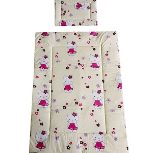 Lenjerie patut Hubners Kitty Floricele 4 piese crem - Img 3