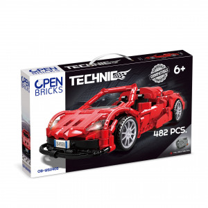 Masina sport rosie tip lego tehnic de constructie (482 piese) - Img 1