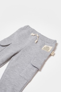 Pantaloni cu buzunare laterale, Two thread, 100%bumbac organic - Gri, BabyCosy