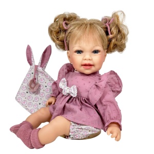 Papusa Nines D'Onil, Little Susi Dou Dou, cu sunete, cu parul blond, cu suzeta, cu miros de vanilie, 40 cm