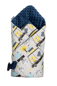 Paturica nou-nascut Sensillo Minky Wrap Zoo Navy Blue 80x80 cm