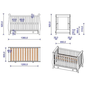 Patut copii din lemn Hubners Mira 120x60 cm alb cu sertar - Img 10