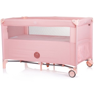Patut pliabil Chipolino Relax flamingo linen cu laterala culisanta - Img 3
