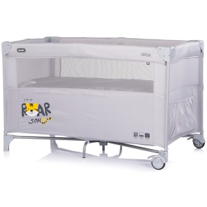 Patut pliabil Chipolino Relax Tiger platinum cu laterala culisanta - Img 3