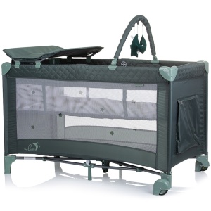 Patut pliabil cu saltea de infasat Chipolino Luna pastel green - Img 2