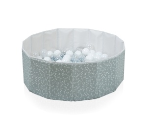 Piscina uscata pliabila cu bile, BabyJem, 30x83 cm, 100 bile albe, verde