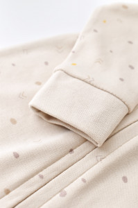 Salopeta cu fermoar cu maneca lunga si panataloni lungi - 100%bumbac organic - Crem cu buline, Baby Cosy
