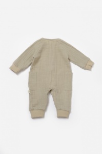 Salopeta cu nasturei, Winter muselin, 100% bumbac - Verde, BabyCosy