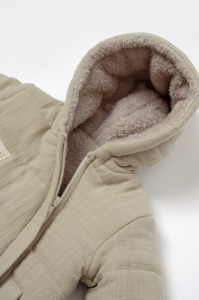 Salopeta de iarna pentru bebelusi, Winter muselin, 100% bumbac - Verde, BabyCosy