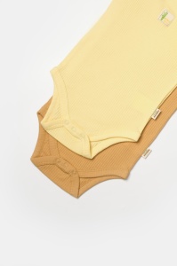 Set 2 body-uri fara maneci Bamboo, galben, BabyCosy, 50% bambus+50% bumbac