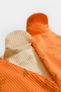 Set 2 pantalonasi cu botosei Printed, BabyCosy, 50% modal+50% bumbac, Stone/Apricot