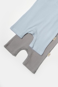 Set 2 salopete scurte Bamboo, blue, BabyCosy, 50%bumbac+50% bambus