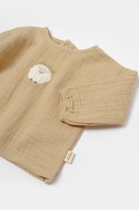 Set bluza si pantaloni, Winter muselin, 100% bumbac - Apricot, BabyCosy