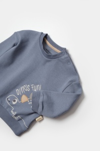 Set bluzita cu pantalon Dino, indigo, BabyCosy, 100%bumbac