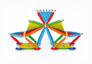 Set de constructie magnetic Supermag Projects Multicolor, 60 piese