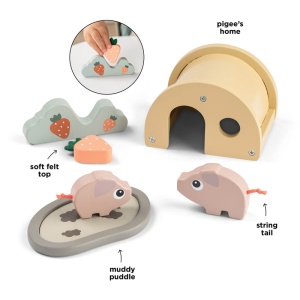 Set de joaca din lemn Tiny Farm Done by Deer Pigee Multicolor - Img 2