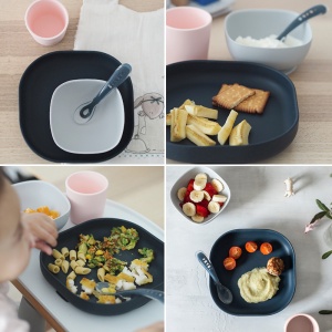 Set de masa silicon Beaba 4 piese Night Blue - Img 3