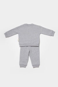 Set hanorac si pantaloni, Two thread, 100%bumbac organic - Gri, BabyCosy