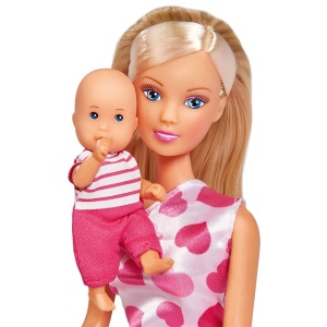 Set Simba Steffi Love New Born Baby Set papusa 29 cm, 1 bebelus si accesorii - Img 6