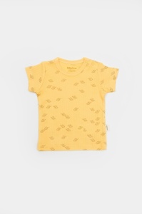Set tricou cu pantaloni Printed, galben, BabyCosy, 50%bumbac+50% modal