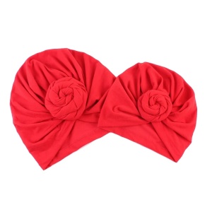 Set turbane mama-copil cu pampoane, ROSU