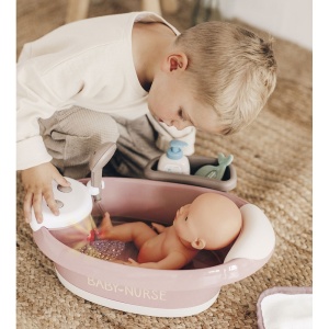 Cadita pentru papusa Smoby Baby Nurse Baleno Bath roz cu accesorii - Img 11