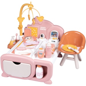 Centru de ingrijire pentru papusi Smoby Baby Nurse Cocoon Nursery 3 in 1 cu 16 accesorii