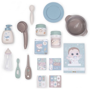 Centru de ingrijire pentru papusi Smoby Baby Nurse Doll`s Play Center maro cu 23 accesorii - Img 3
