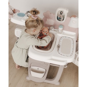 Centru de ingrijire pentru papusi Smoby Baby Nurse Doll`s Play Center maro cu 23 accesorii - Img 8